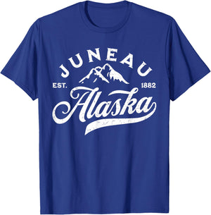 Vintage Juneau Alaska AK Mountains Family Vacation Souvenir T-Shirt - T-Shirt | Royal