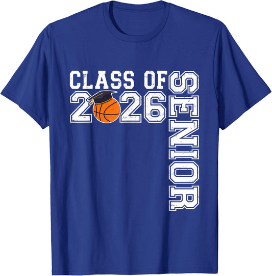 Graduate Senior Class of 2026 Basketball Player Graduation T-Shirt - T-Shirt | Royal