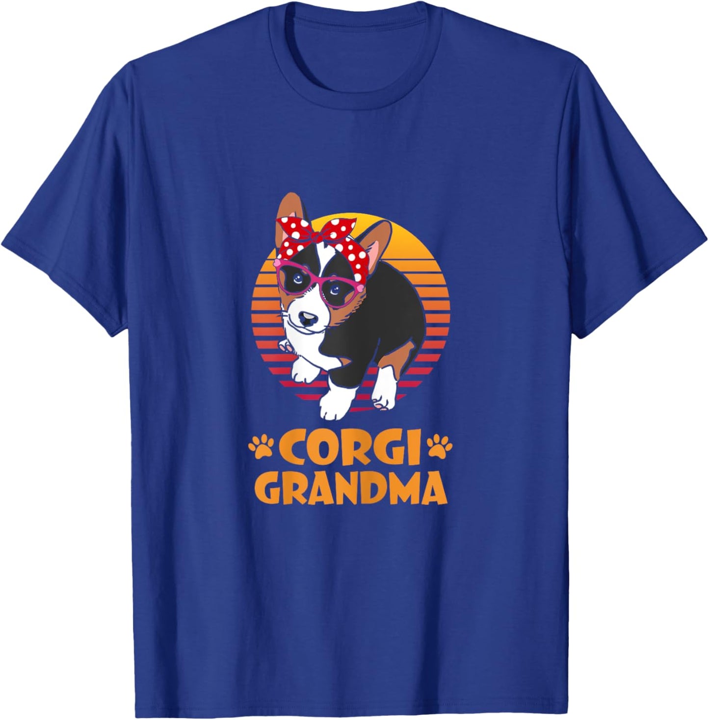 Retro Bandana Tricolor Corgi Dog Grandma Mothers Day Women T-Shirt - T-Shirt | Royal