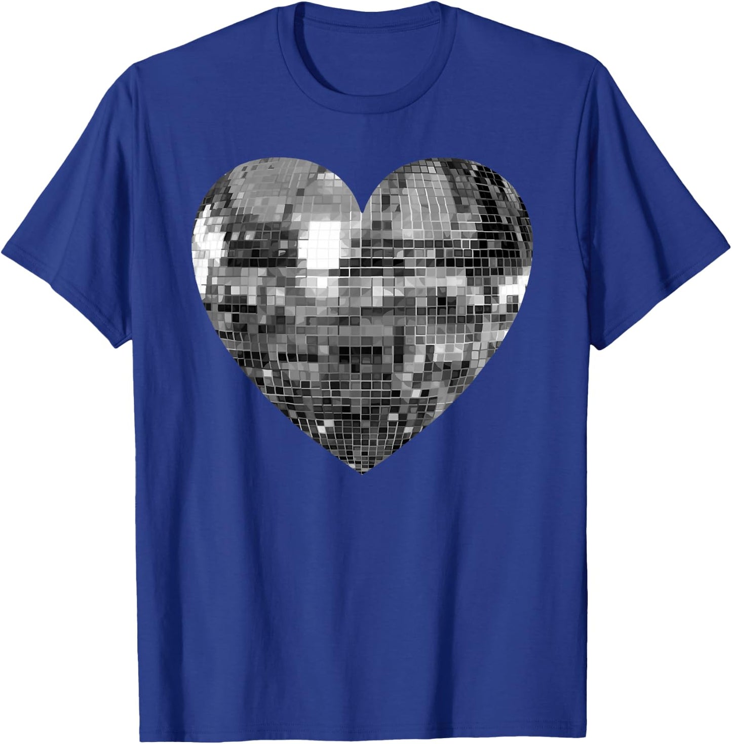 Silver Disco Ball Heart T-Shirt - T-Shirt | Royal