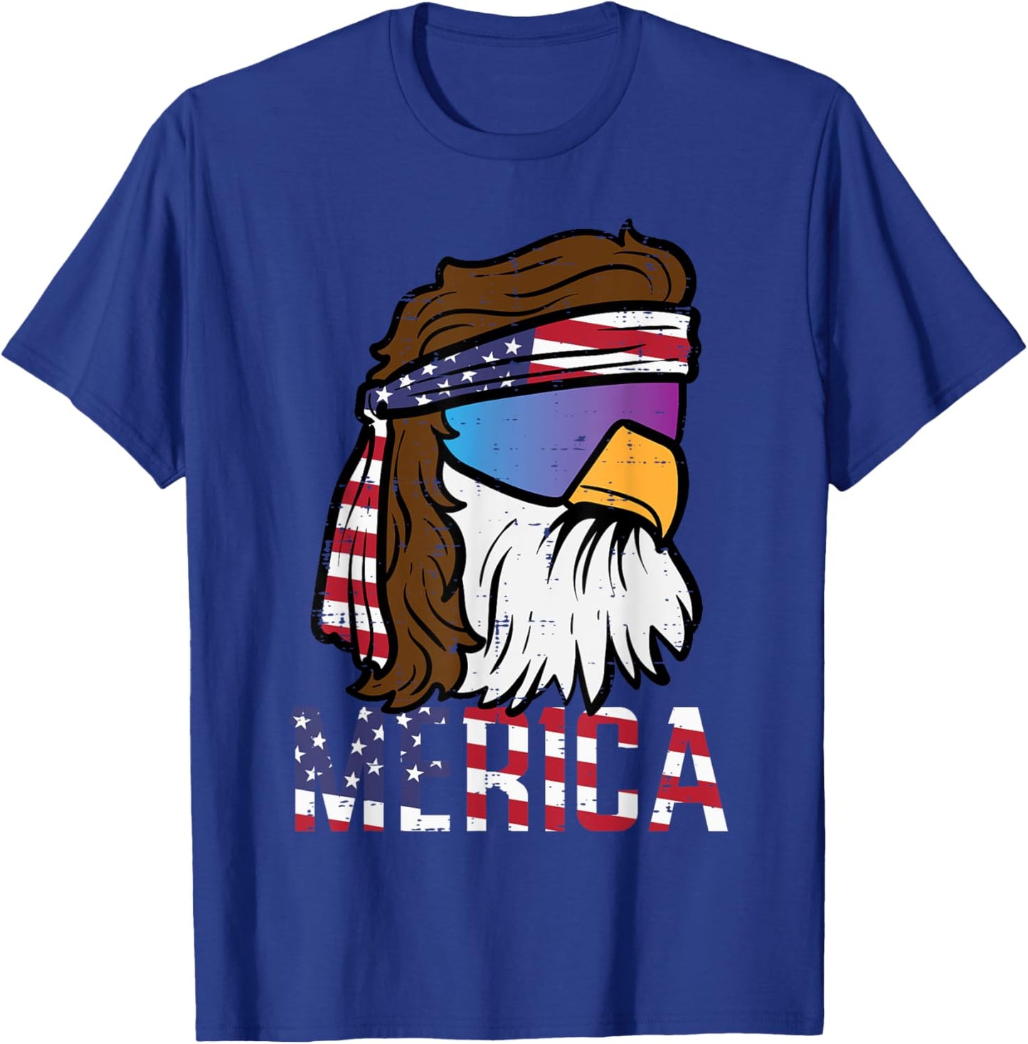 4th July Eagle Mullet Merica Flag Patriotic Men Women Kids T-Shirt - T-Shirt | Royal
