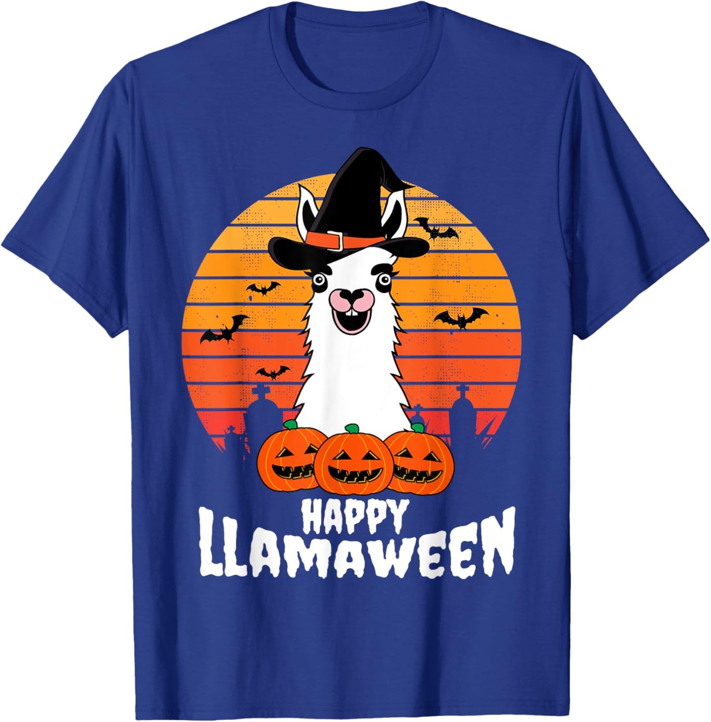 Happy Llamaween Llama Witch Costume Easy Halloween Gifts T-Shirt - T-Shirt | Royal