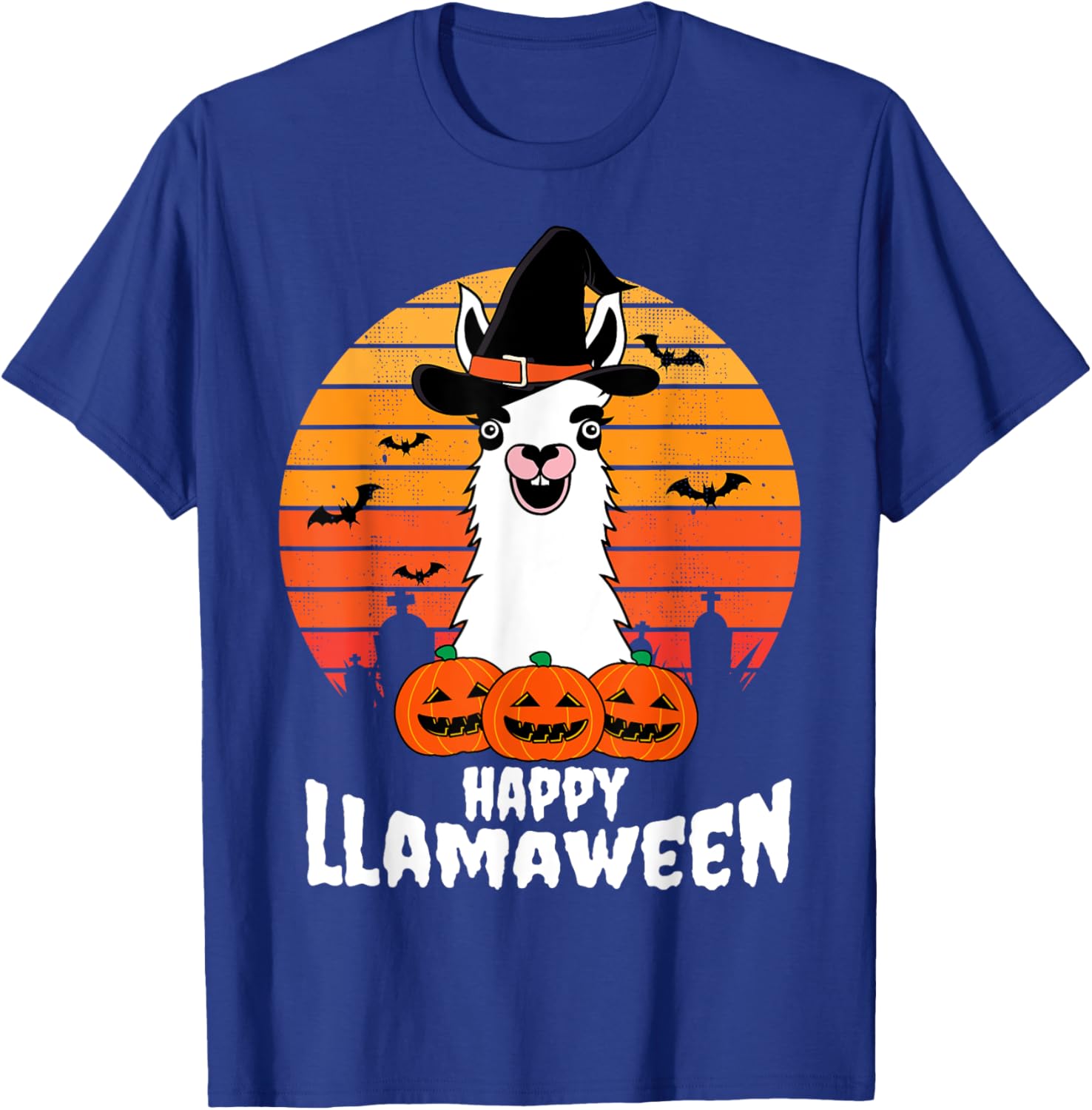 Happy Llamaween Llama Witch Costume Easy Halloween Gifts T-Shirt - T-Shirt | Royal