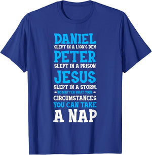 Funny Nap Lovers Sleeping Jesus Napping Gift Christian Humor T-Shirt - T-Shirt | Royal
