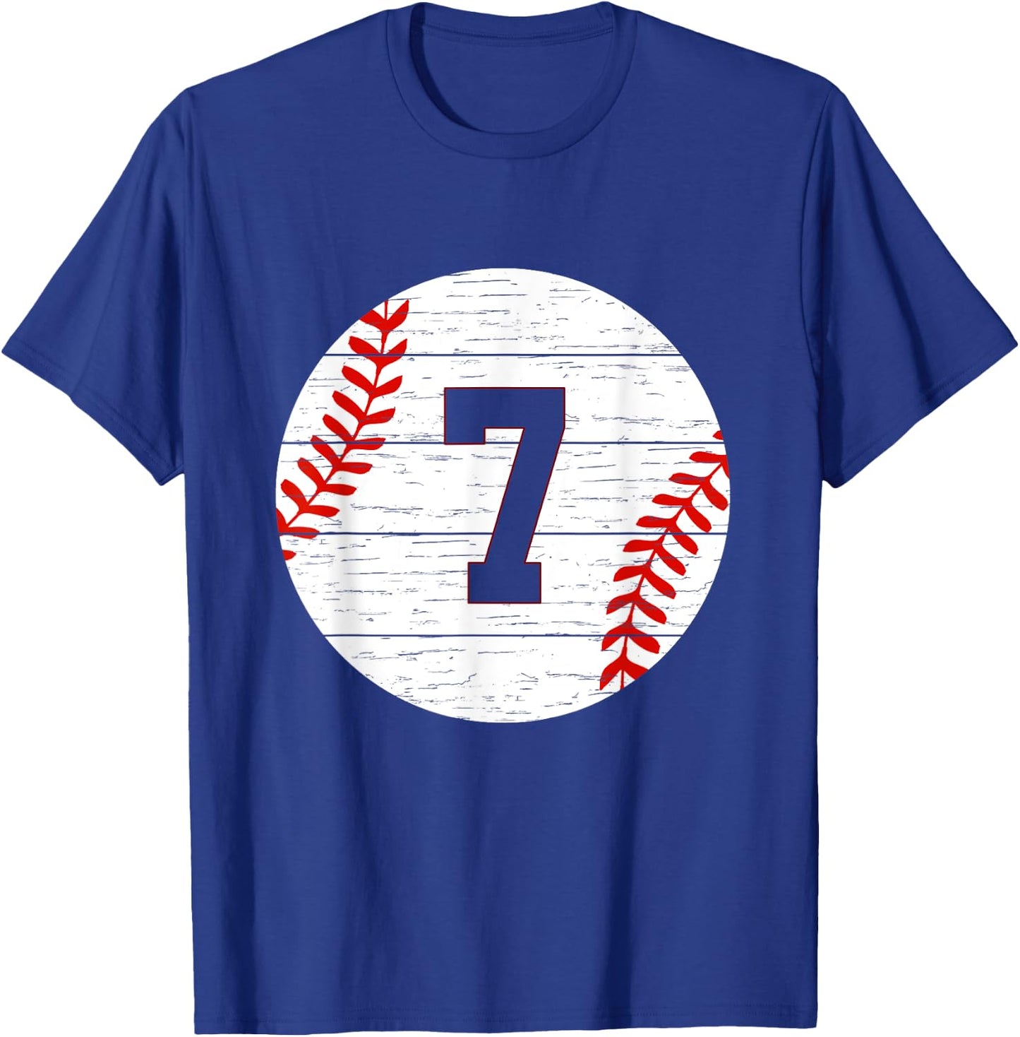 Baseball Number #7 Ball Vintage for Baseball Players Gift T-Shirt - T-Shirt | Royal