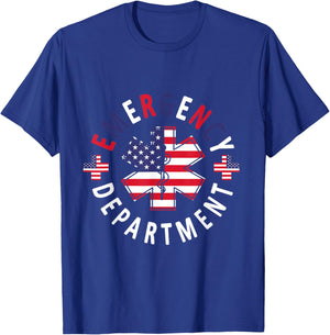 Emergency Department 4th of July USA Emergency Room Nurse T-Shirt - T-Shirt | Royal