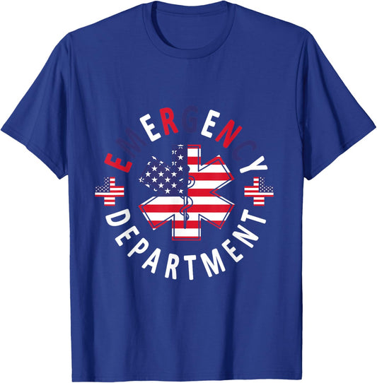 Emergency Department 4th of July USA Emergency Room Nurse T-Shirt - T-Shirt | Royal