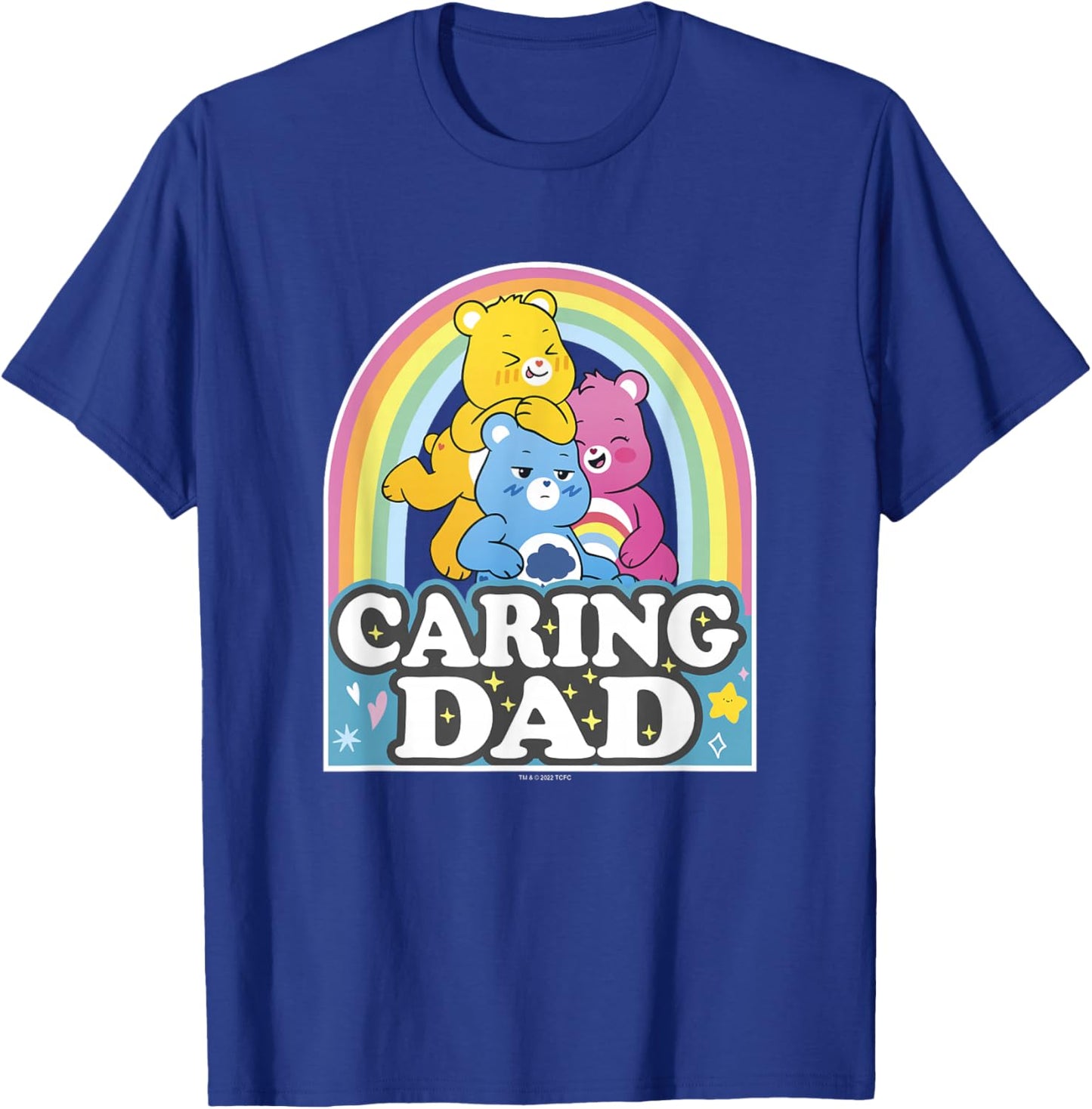 Care Bears Caring Dad Retro Rainbow Grumpy Group Shot T-Shirt - T-Shirt | Royal