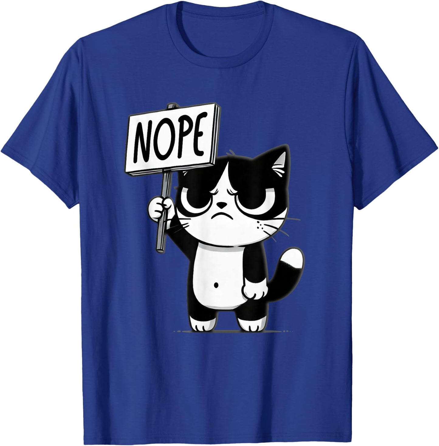 Funny Cat Nope, Grumpy Face Cat, Sarcastic Kids Mom Dad T-Shirt - T-Shirt | Royal