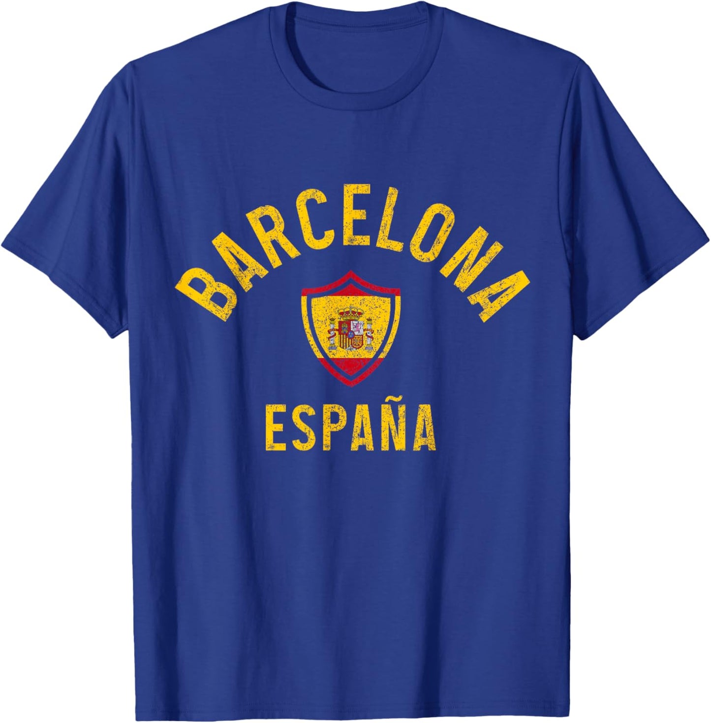 Barcelona Spain Souvenir Spanish Flag Vintage T-Shirt - T-Shirt | Royal