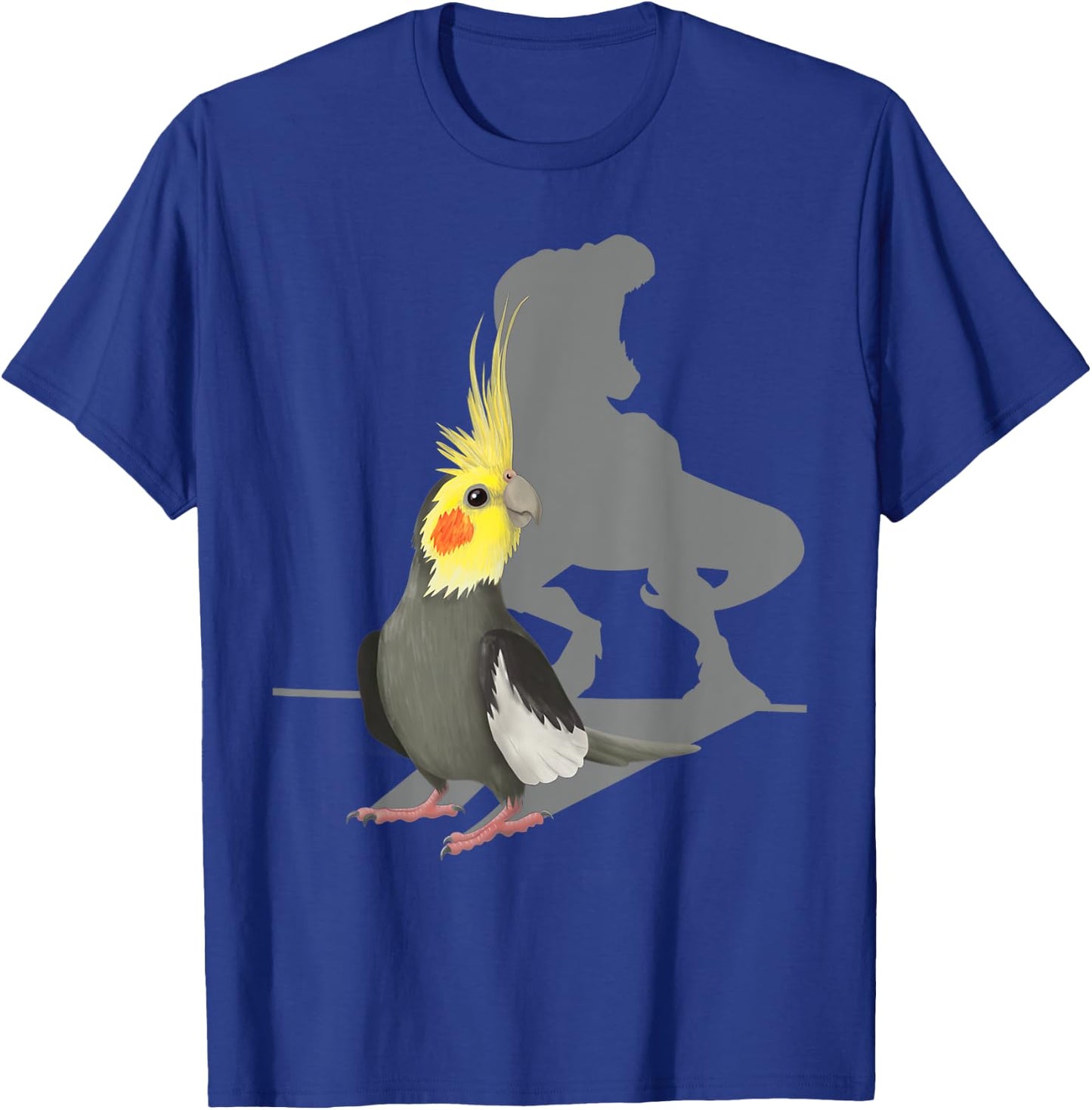 Funny Cockatiel Parrot Bird Memes Dinosaur T-Rex Shadow T-Shirt - T-Shirt | Royal