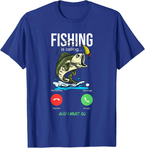 Fishing Is Calling Fishing Bass Fishing Club T-Shirt - T-Shirt | Royal