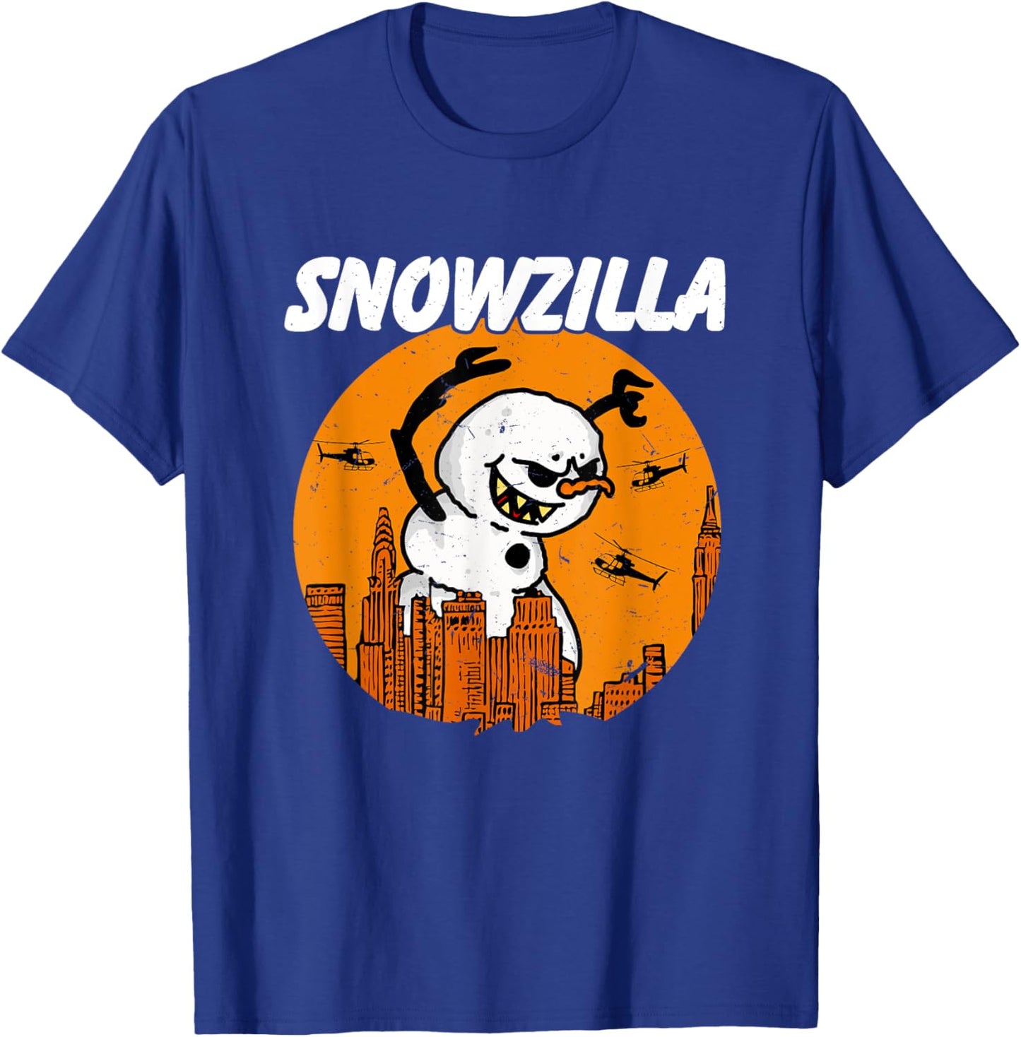 Snowzilla Japanese Monster Snowman Sunset Kaiju Christmas T-Shirt - T-Shirt | Royal