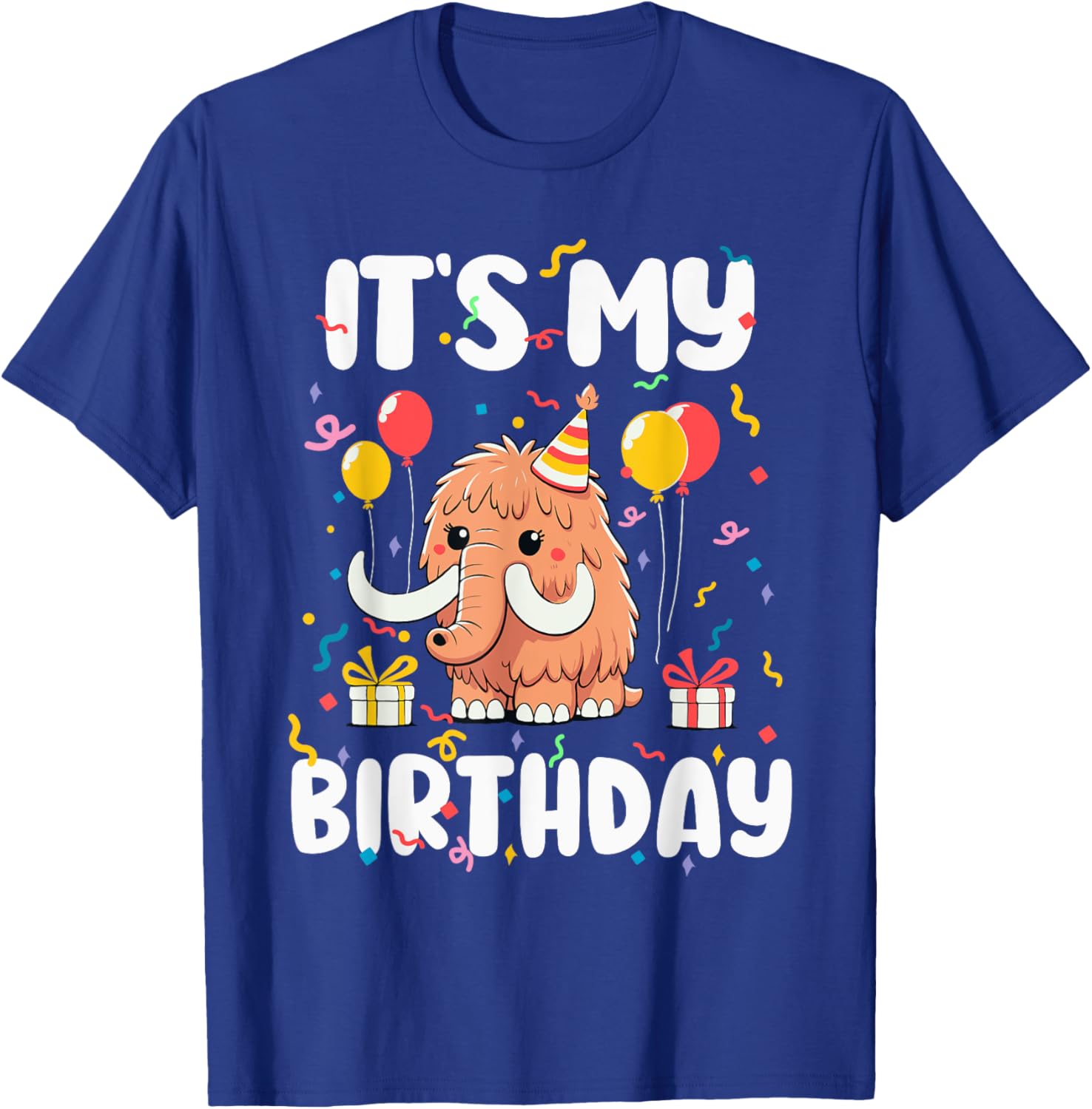 It's My Birthday Shirt Kids Boys Girls Woolly Mammoth T-Shirt - T-Shirt | Royal