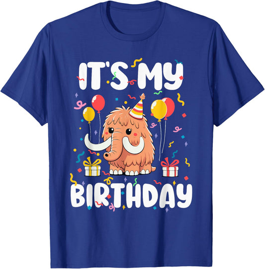 It's My Birthday Shirt Kids Boys Girls Woolly Mammoth T-Shirt - T-Shirt | Royal