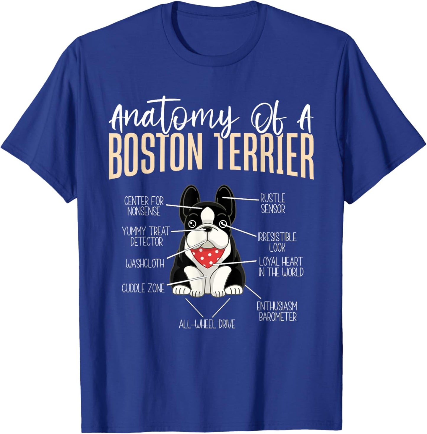 Anatomy Of A Boston Terrier T-Shirt - T-Shirt | Royal