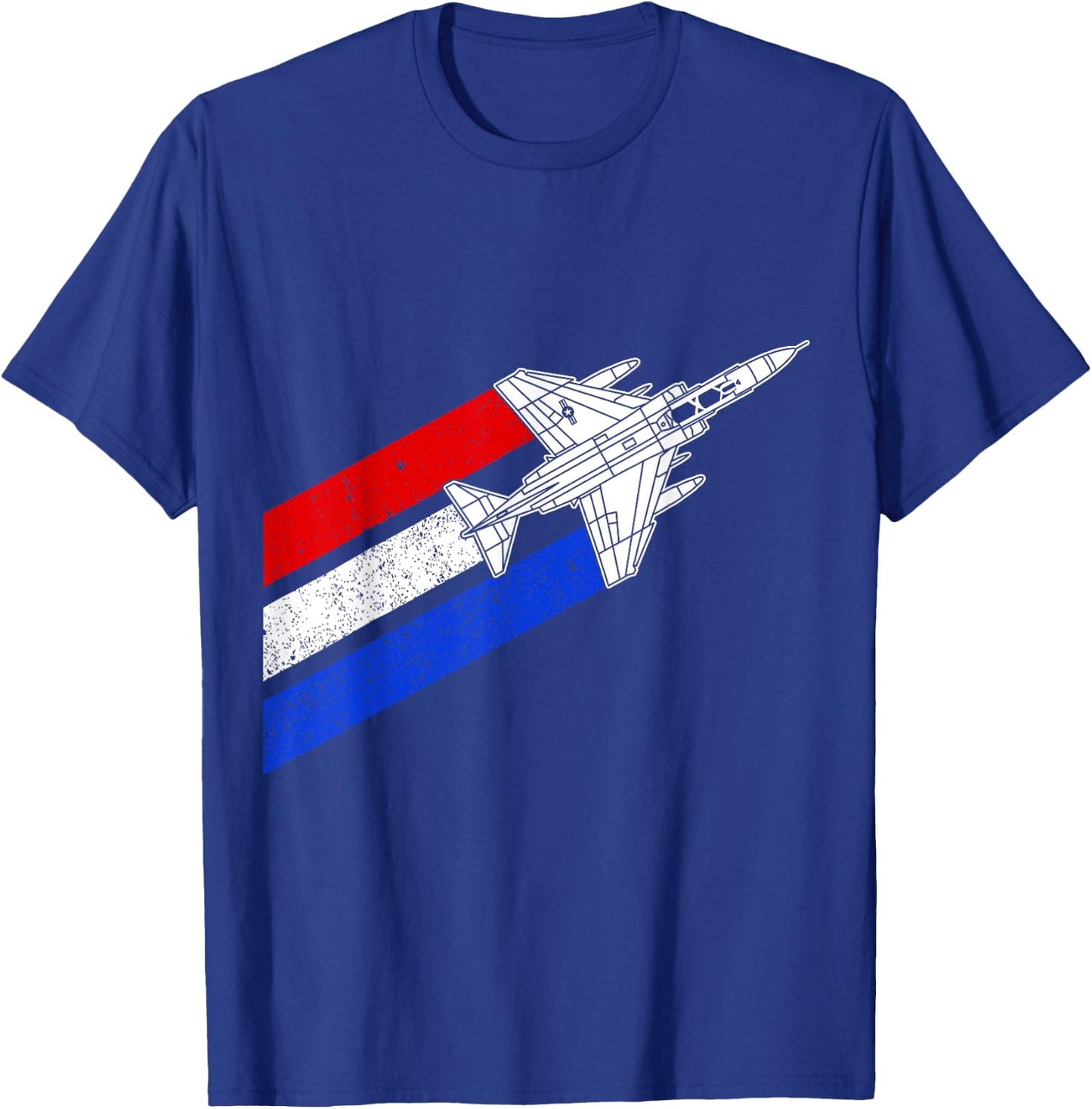 F-4 Phantom Airplane Vintage USA Contrails Red White Blue F4 T-Shirt - T-Shirt | Royal