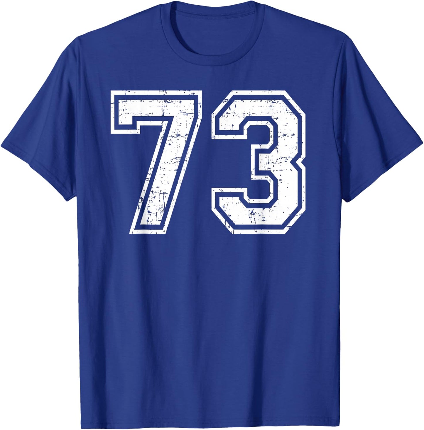 73 Number Seventy-Three Team Sports Grunge Varsity Matching T-Shirt - T-Shirt | Royal