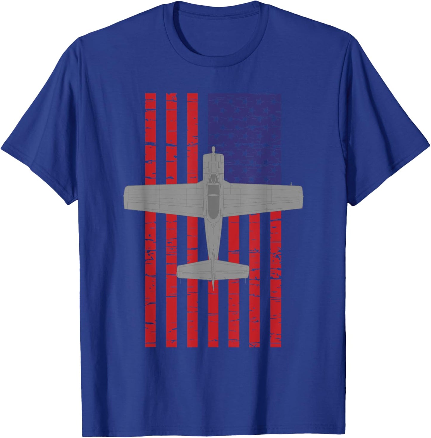 T-28 Trojan Pilot American Flag Plane T-Shirt - T-Shirt | Royal