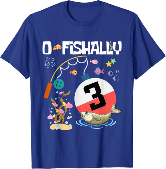 Kids O-Fish-Ally 3 Birthday Fish Decorations Bday Party T-Shirt - T-Shirt | Royal