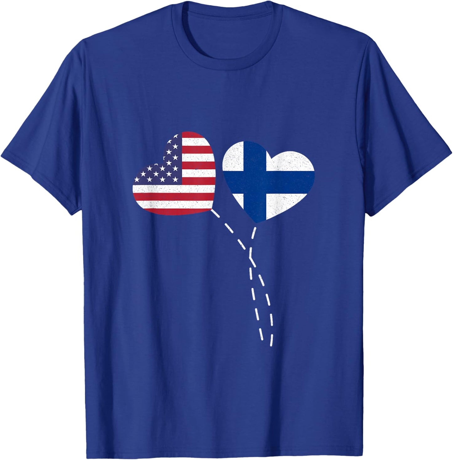 Loving Finland USA Flag Heart Finnish Americans Love Women Kids Men T-Shirt - T-Shirt | Royal