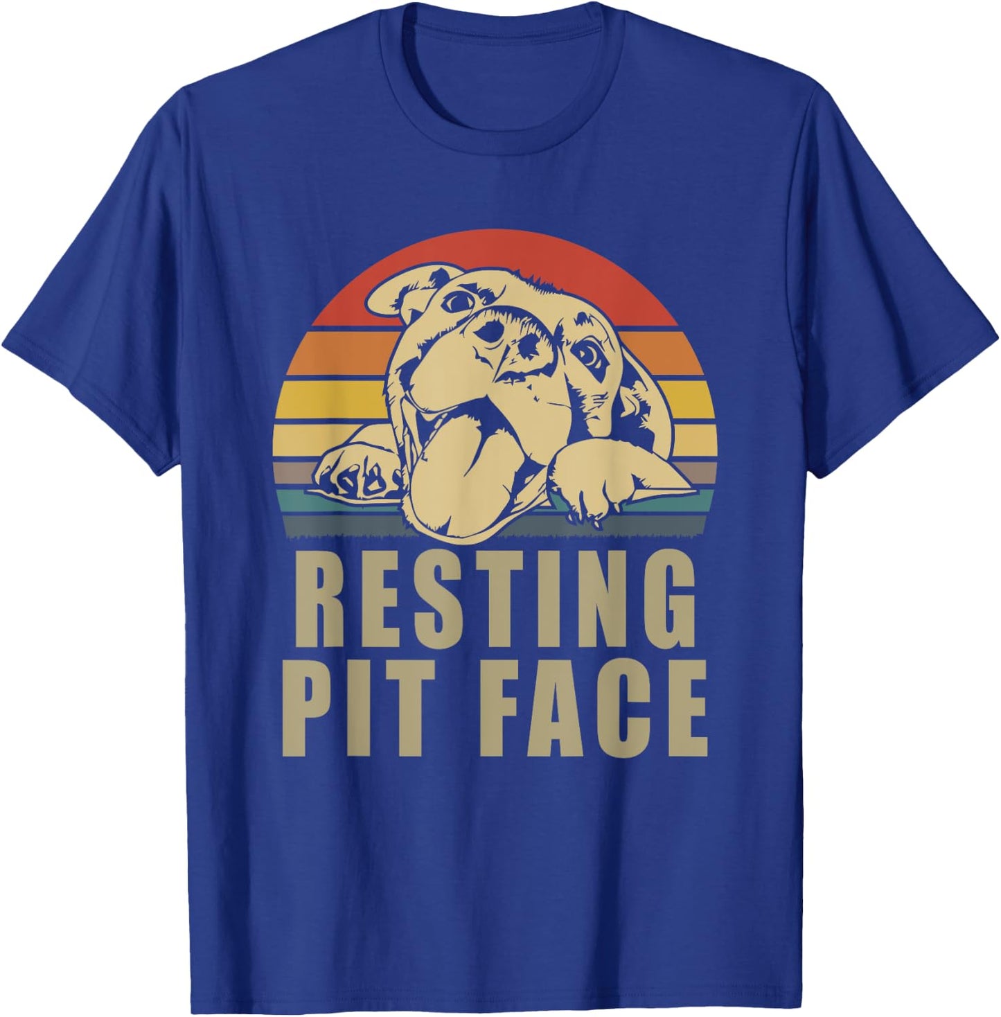 Resting Pit Face - Vintage Pitbull Lovers Gift Face T-Shirt - T-Shirt | Royal