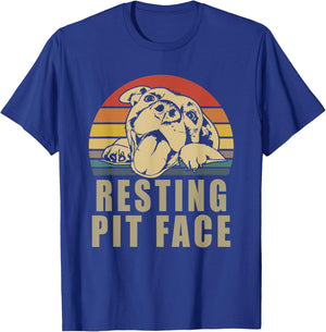 Resting Pit Face - Vintage Pitbull Lovers Gift Face T-Shirt - T-Shirt | Royal