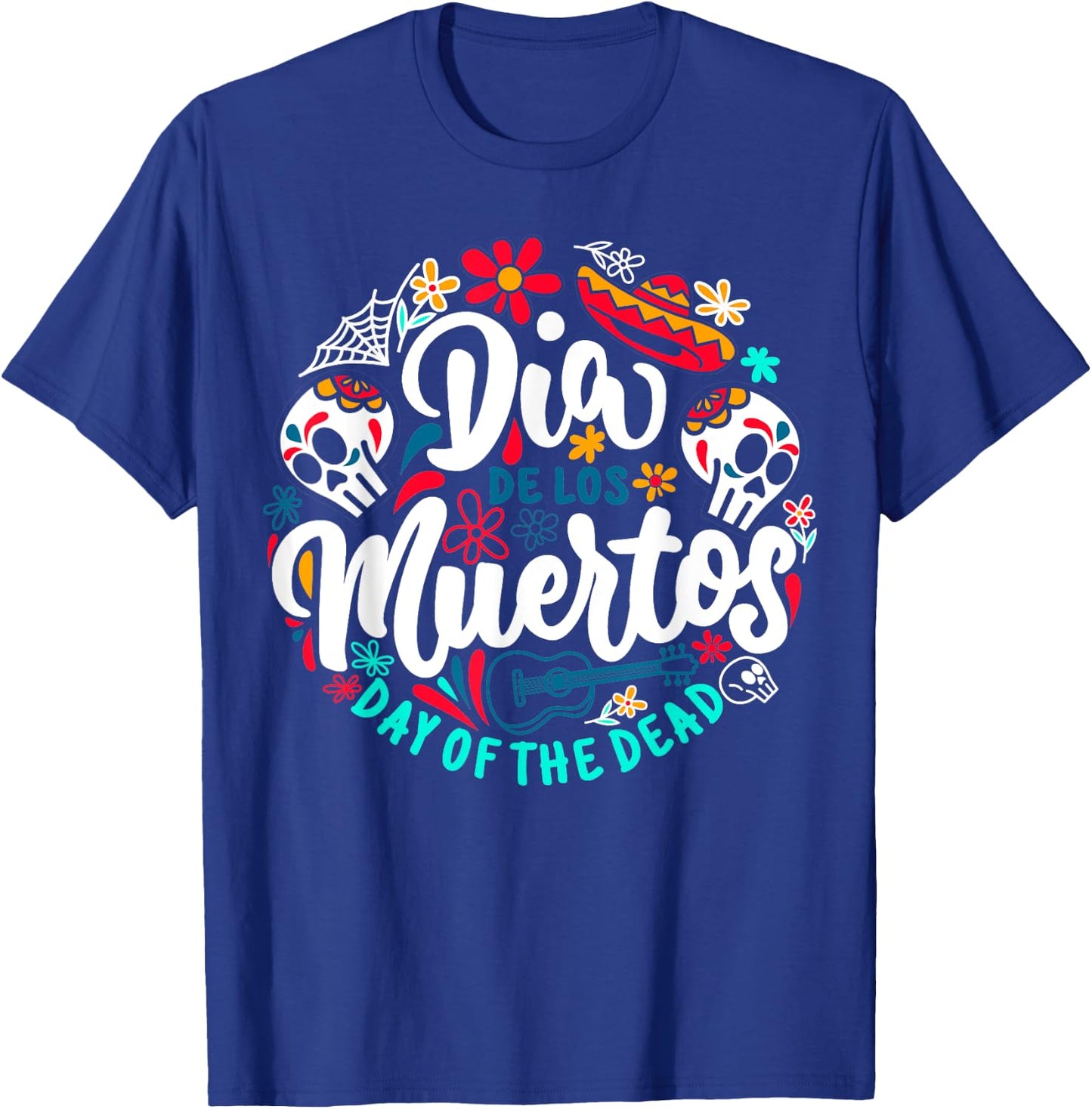 Day of the Dead Dia de los Muertos Sugar Skull Halloween T-Shirt - T-Shirt | Royal