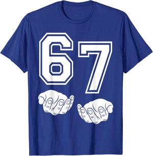 67 Nummer sechzig Hände Lustiges Meme Varsity Matching T-Shirt - T-Shirt | Royal