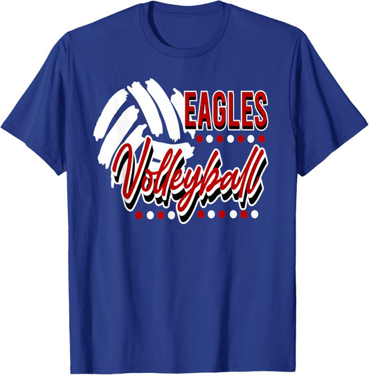 Eagles Volleyball Mom Player Red Black White T-Shirt - T-Shirt | Royal