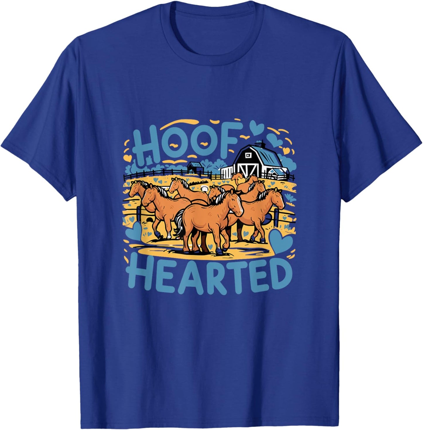 Hoof Hearted Funny Horse Lover Cowboy Humor Graphic T-Shirt - T-Shirt | Royal