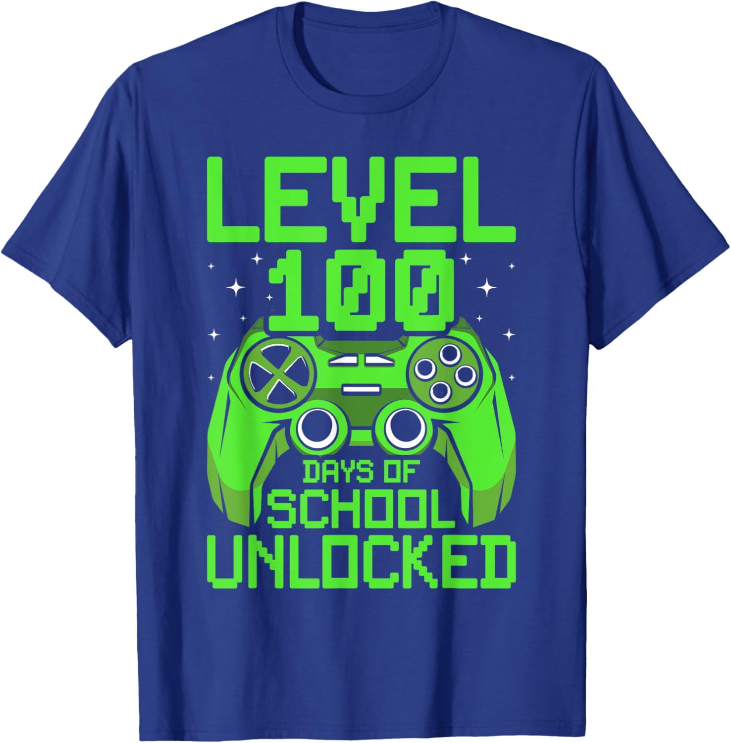 100th Day of School Boys Level 100 Days of School Unlocked T-Shirt - T-Shirt | Royal