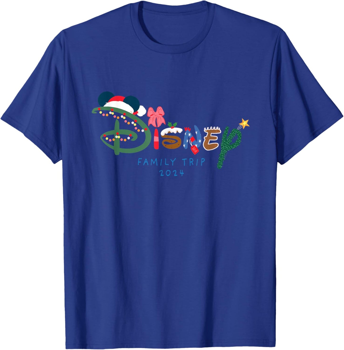 Disney Festive Fill Logo Christmas Holiday Family Trip 2024 T-Shirt - T-Shirt | Royal