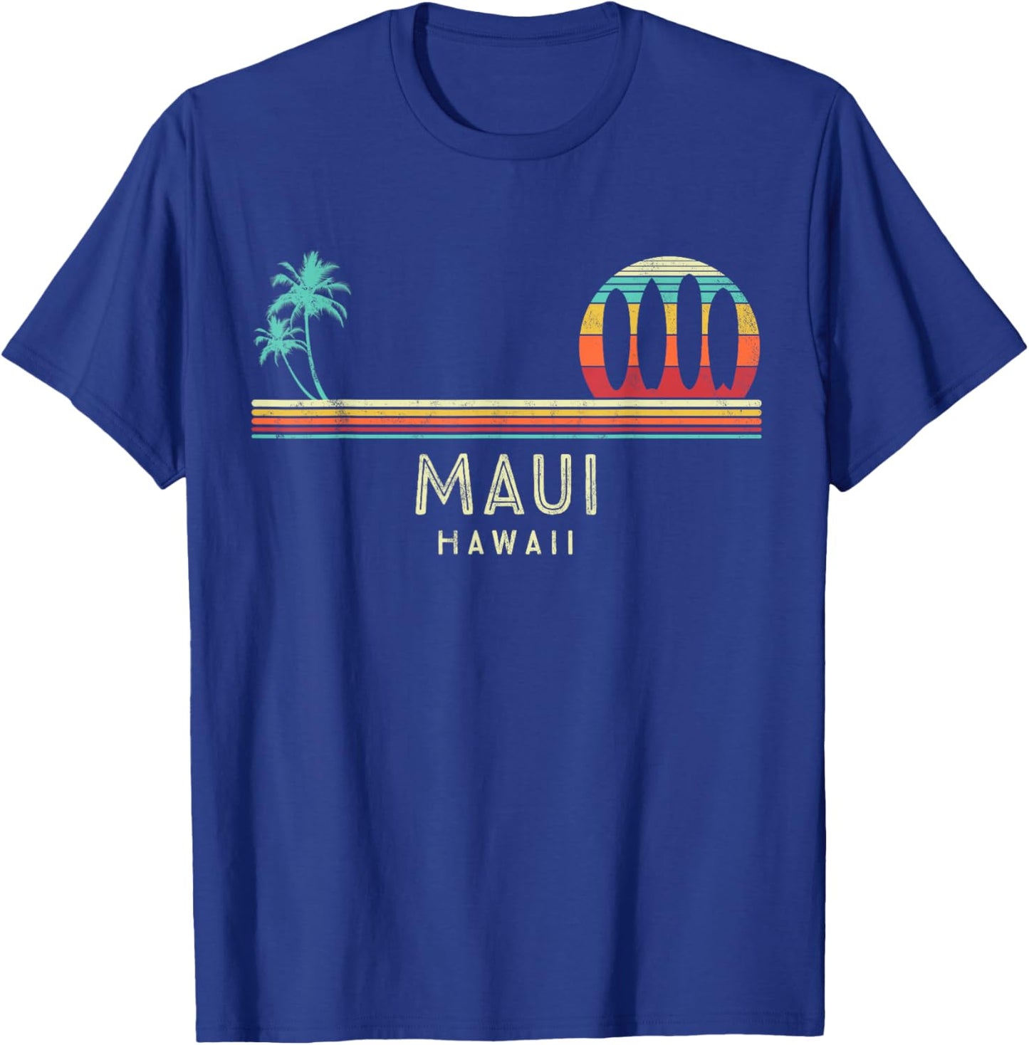 Vintage Hawaii Maui Beach Palm trees Tropical - Surf T-Shirt - T-Shirt | Royal