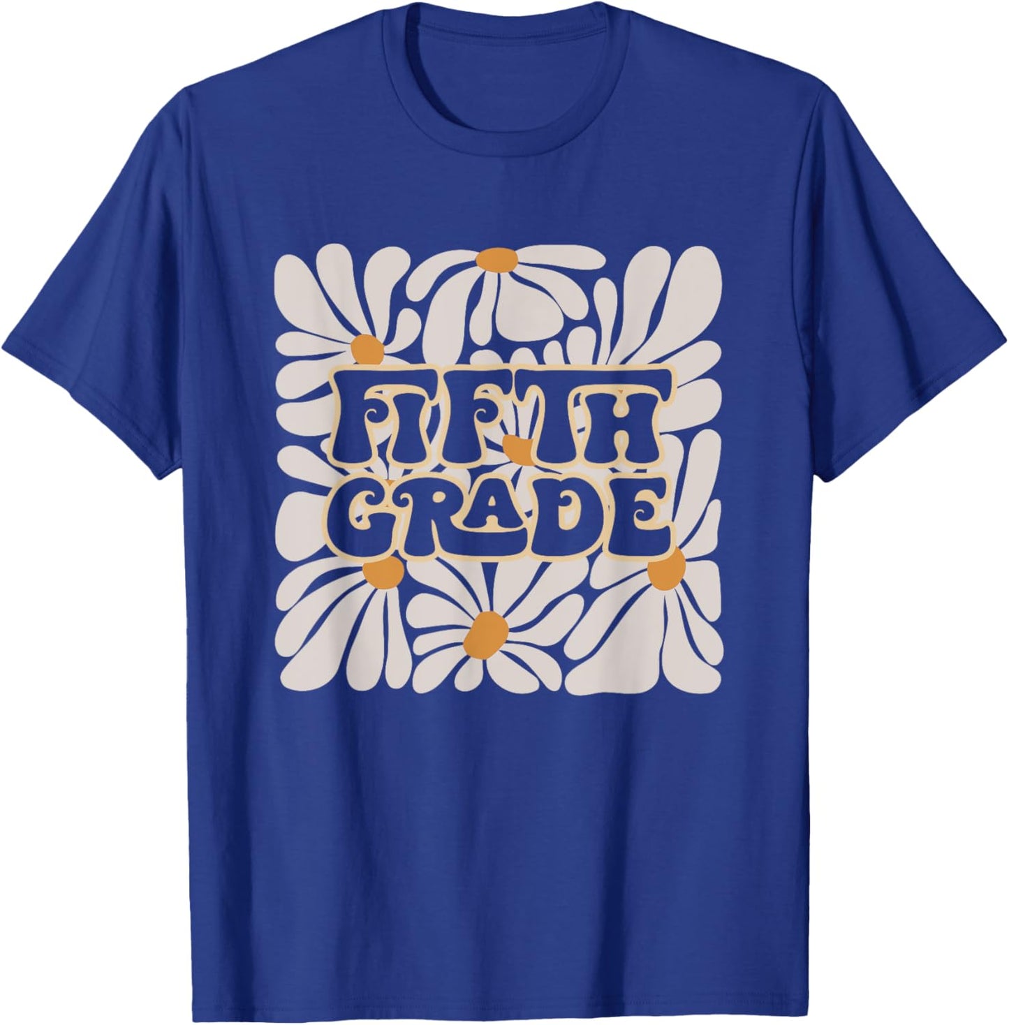 Retro Flower Power Squared Fifth 5th Grade Back To School T-Shirt - T-Shirt | Royal