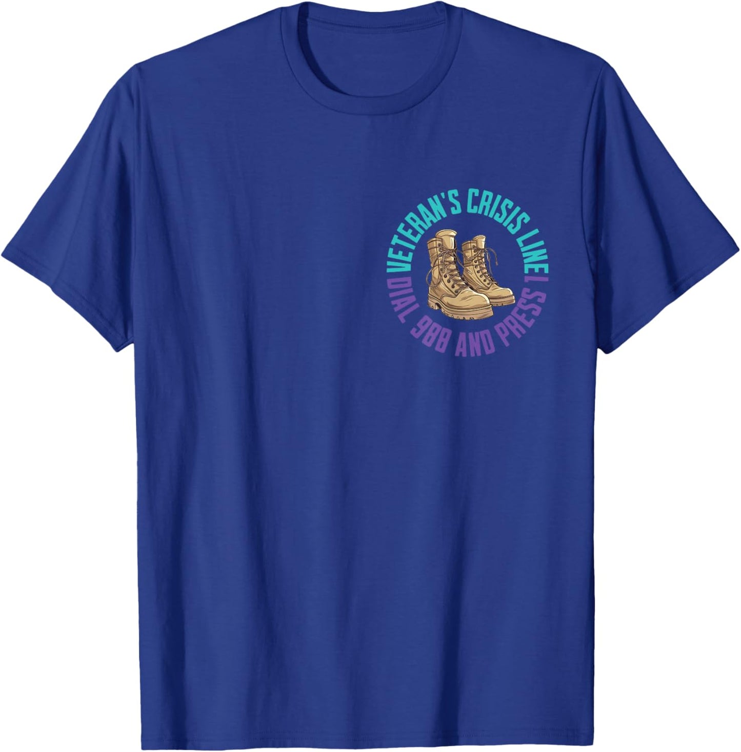 (2 Sided) Military Veteran Suicide Awareness Crisis Number T-Shirt - T-Shirt | Royal
