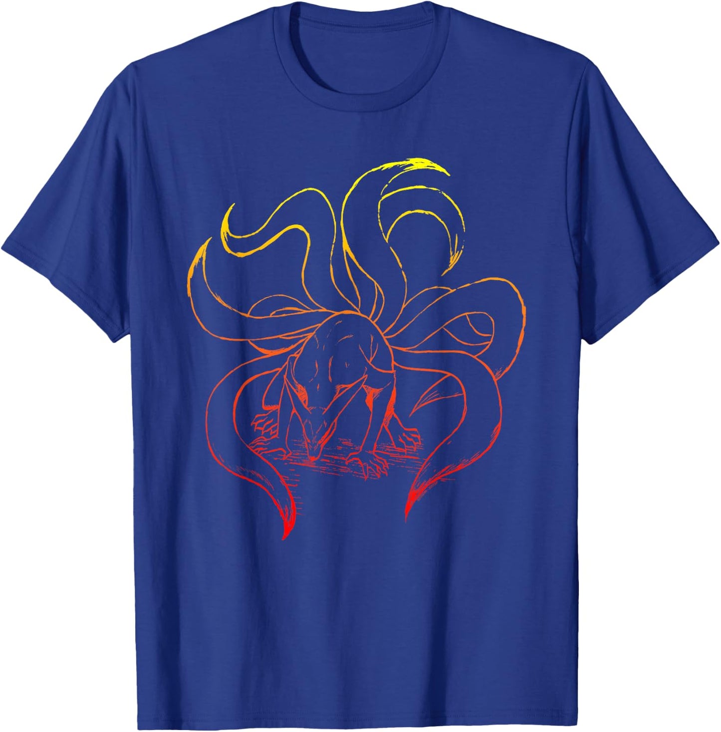 Naruto Shippuden Nine Tails Gradient Outline T-Shirt - T-Shirt | Royal
