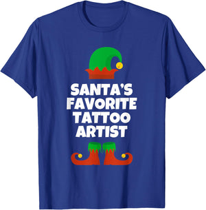 Santas Favorite Tattoo Artist Christmas Funny Pj Tattooist T-Shirt - T-Shirt | Royal