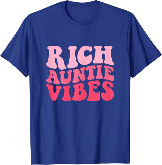 Groovy Rich Auntie Vibes Aunt Funny Best Aunty Mothers Day T-Shirt - T-Shirt | Royal