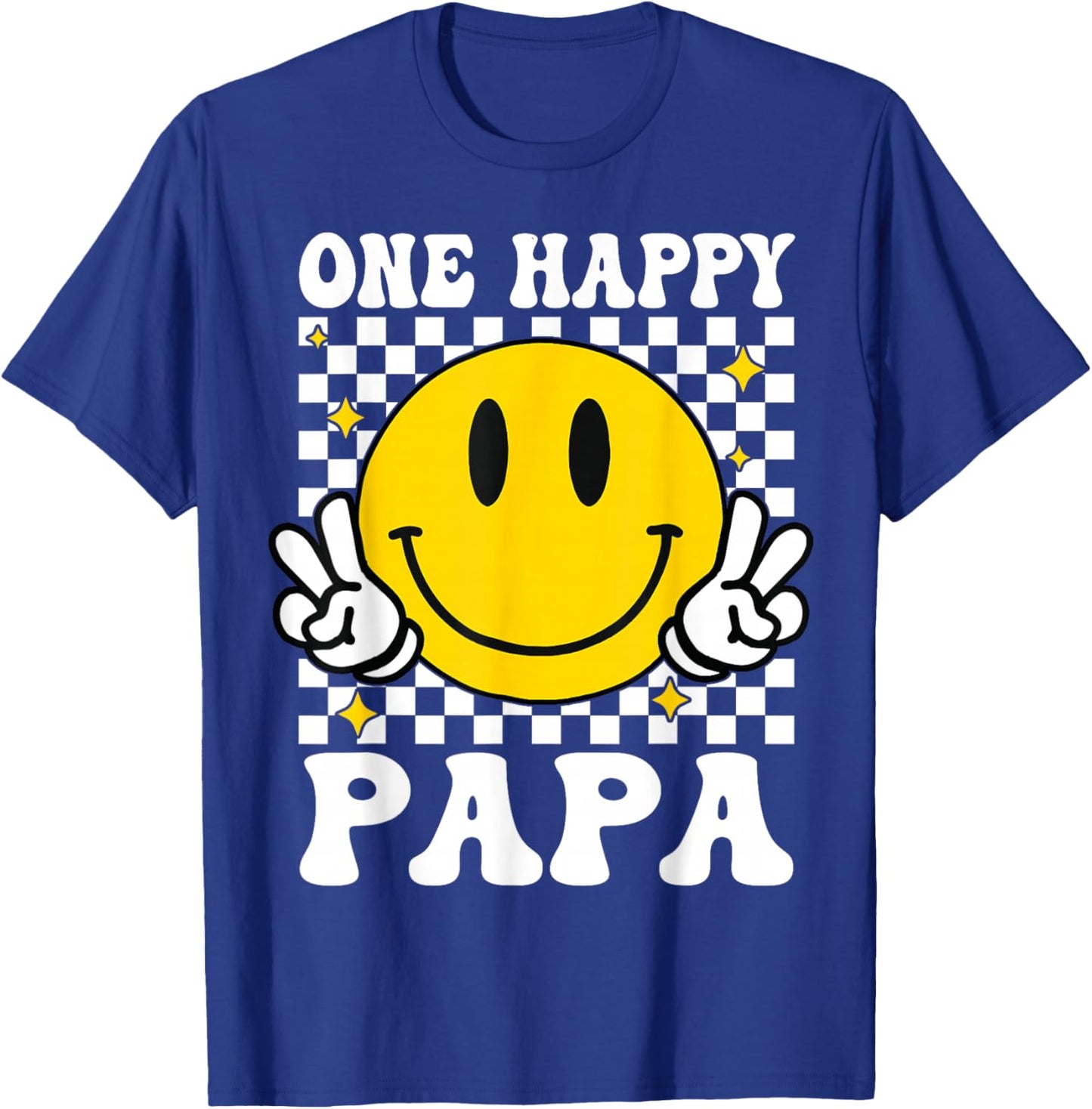One Happy Dude Papa happy face 1st Birthday Family Matching T-Shirt - T-Shirt | Royal