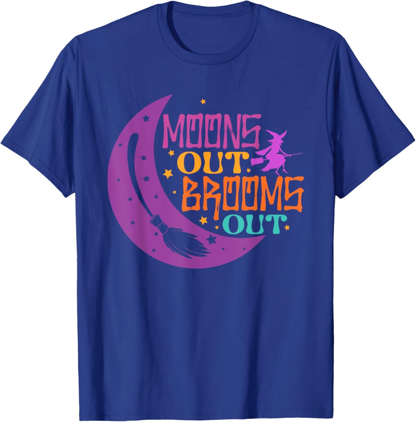 Moons Out Brooms Out Halloween T-Shirt - T-Shirt | Royal