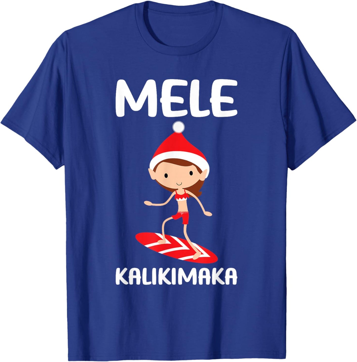 Mele Kalikimaka Hawaiian Christmas Surfing Kids Girls Hawaii T-Shirt - T-Shirt | Royal