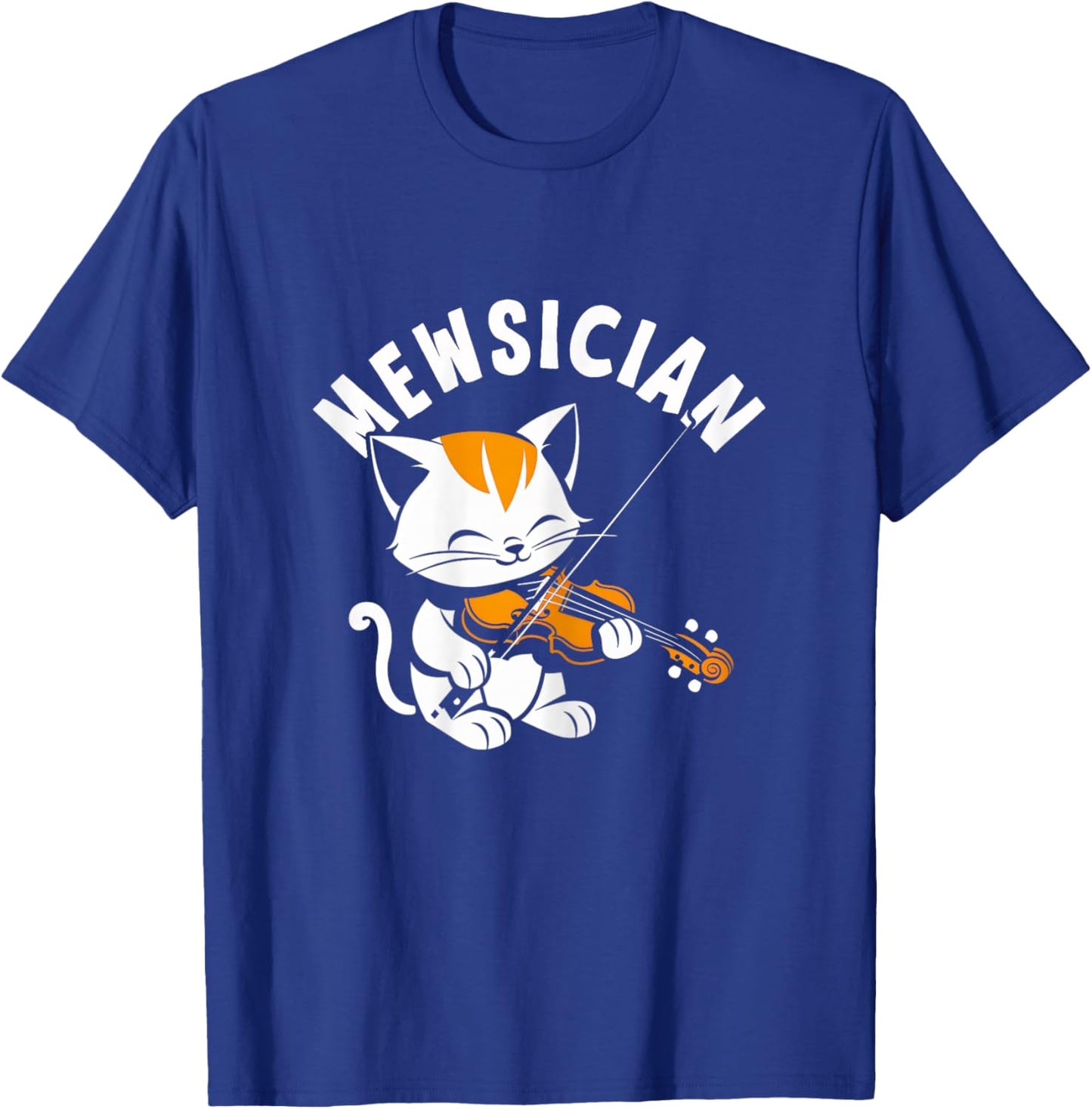 Violin Cat Mewsician Funny Cute Kawaii Cat Violinist T-Shirt - T-Shirt | Royal