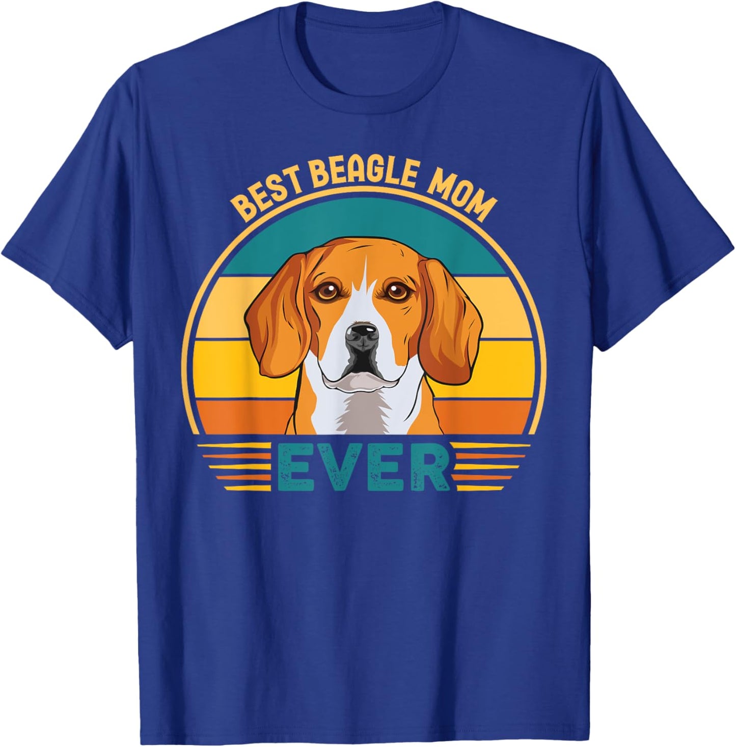 Best Beagle Mom Ever | Dog Lover Retro Sunset T-Shirt - T-Shirt | Royal