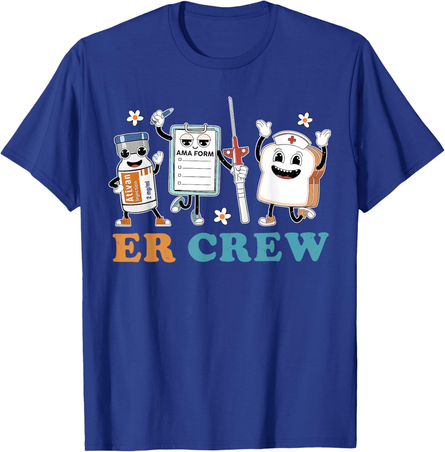 Retro ER Crew Emergency Room Funny ER ED Nurse Tech T-Shirt - T-Shirt | Royal