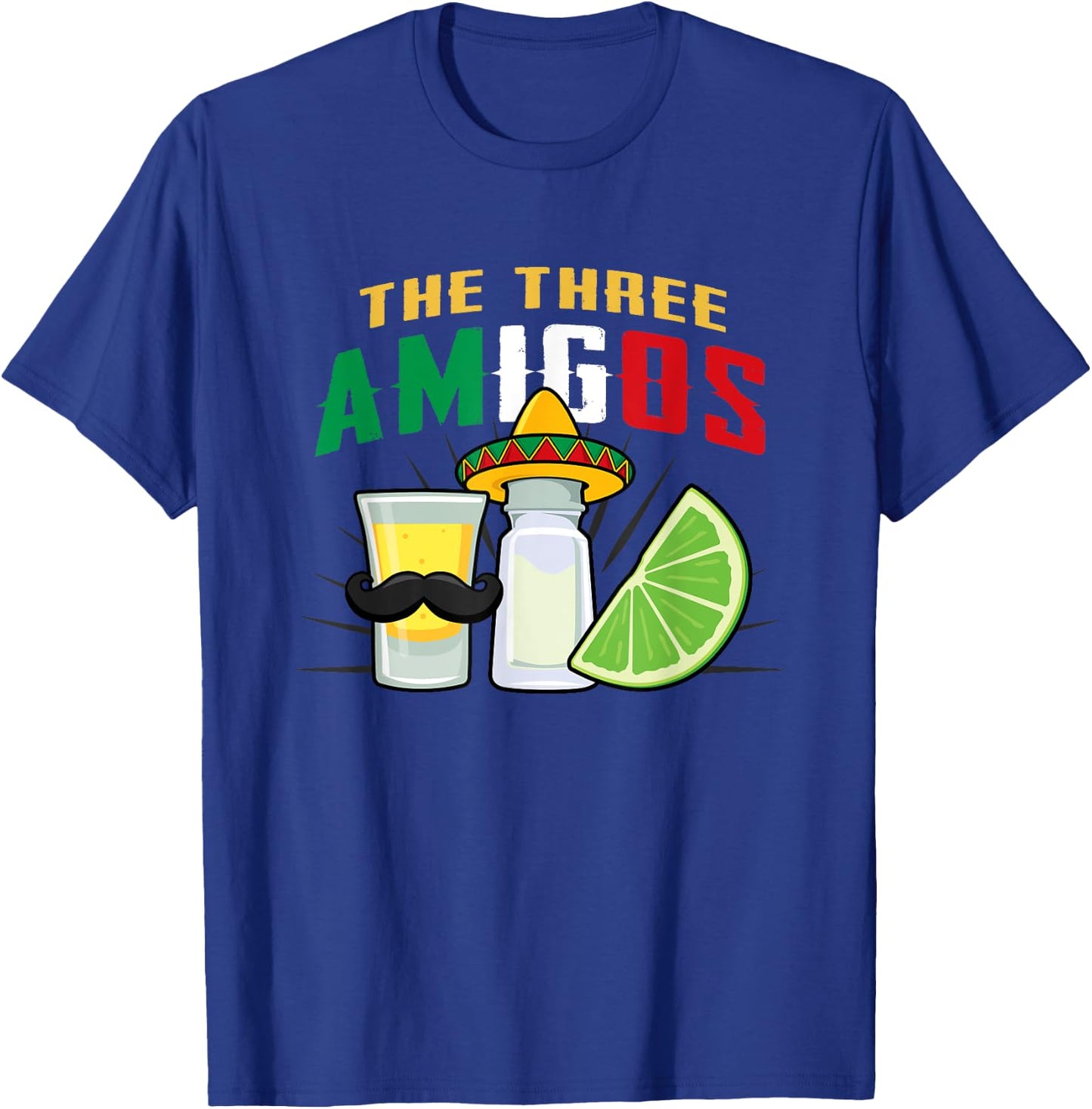 The 3 Three Amigos Lime Salt Tequila Cinco De Mayo T-Shirt - T-Shirt | Royal