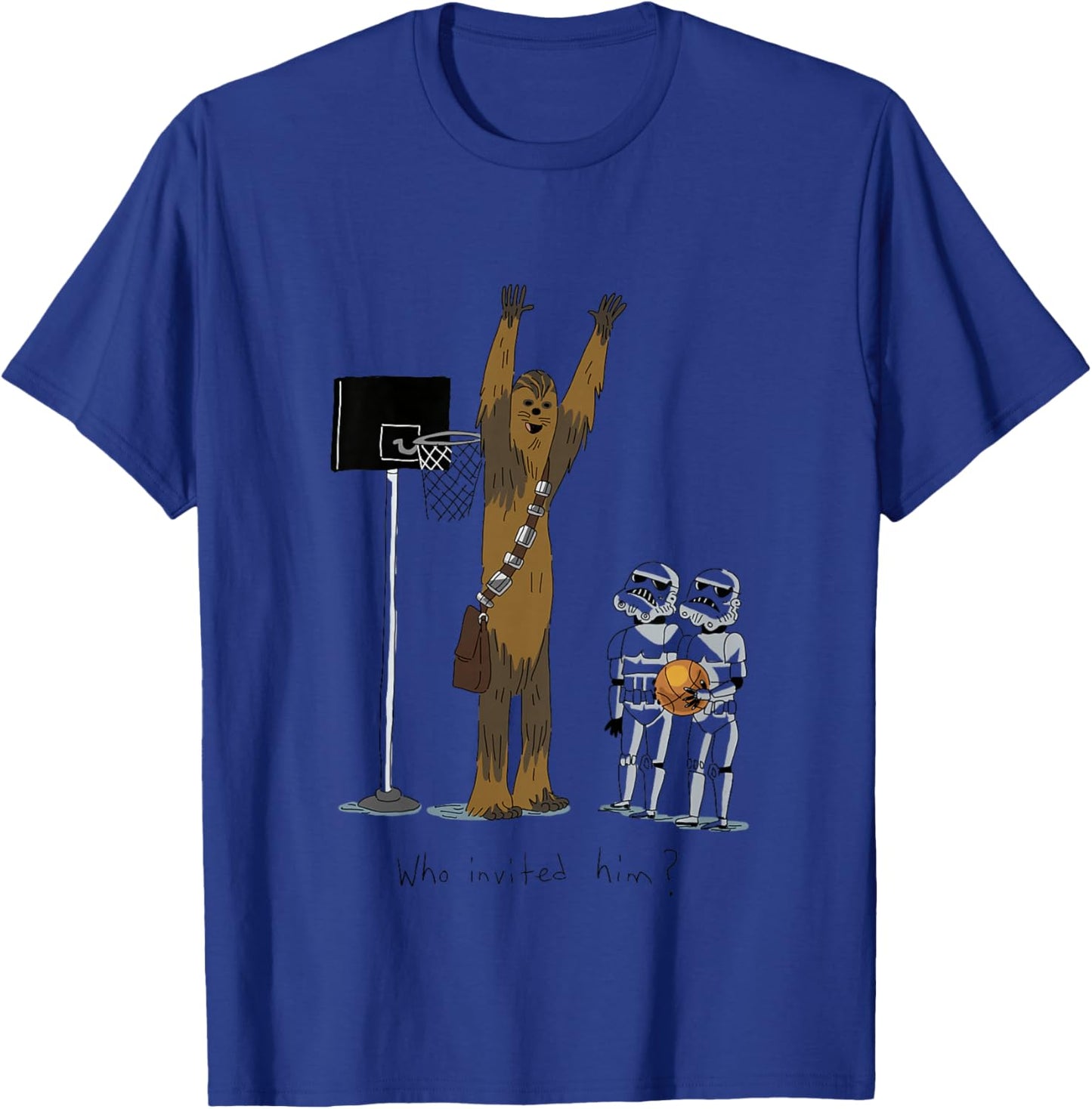Kids Star Wars Classic Chewbacca Basketball Who Invited Him? T-Shirt - T-Shirt | Royal