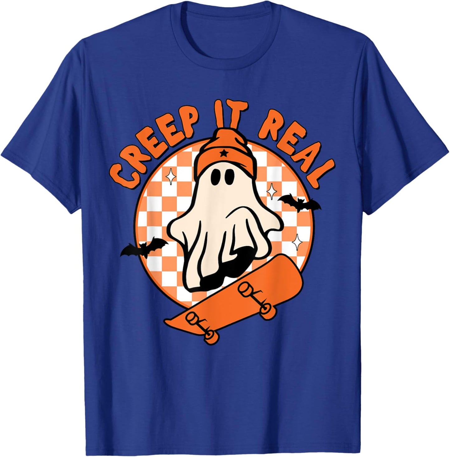 Vintage Retro Halloween Creep It Real Ghost Boy Fall Season T-Shirt - T-Shirt | Royal