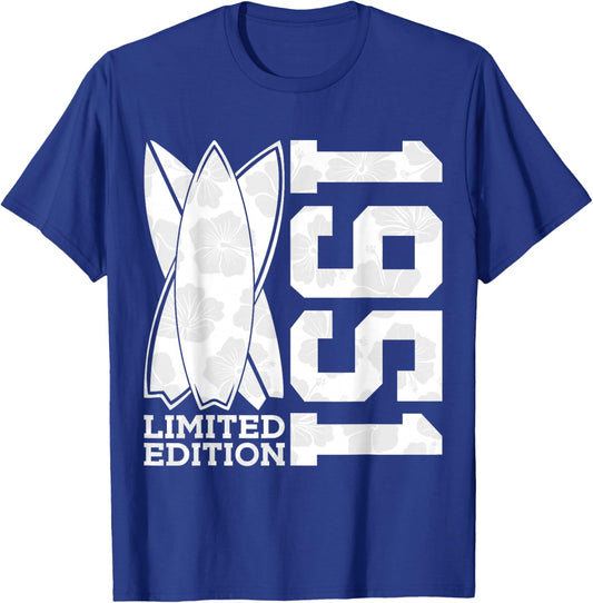 Surfboard Limited Edition 1951 Surfer 75th Birthday Surfing T-Shirt - T-Shirt | Royal