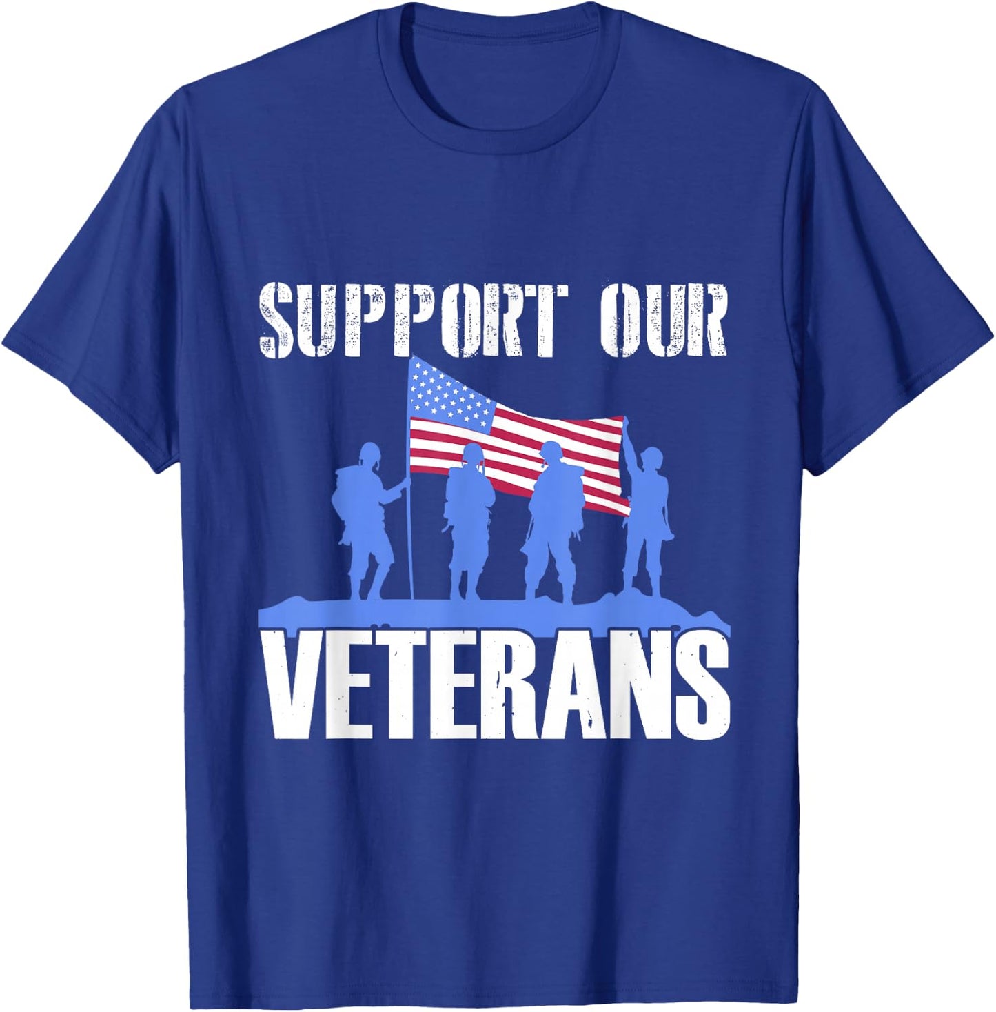 American Flag Support our Veterans T-Shirt - T-Shirt | Royal